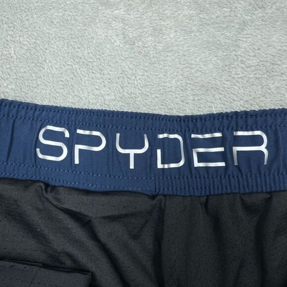 Spyder Mens Swim Shorts Navy Blue L/G Polyester Spandex Quick-Dry a1115 - Picture 2 of 6